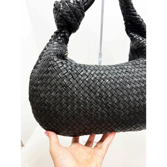 Unbranded TJmaxx Genuine Leather Woven Shoulder Bag Knotted Black - Picture 5 of 14